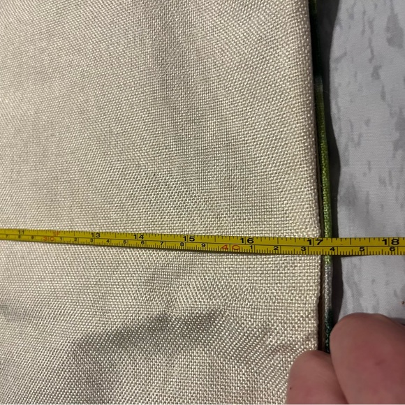 Cream Square Throw Style Pillow Case with Green Cactus, Canvas Style Fabric - Picture 6 of 6